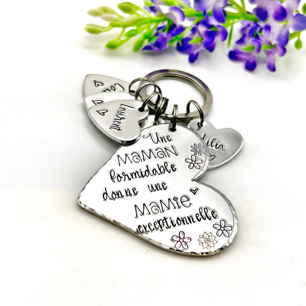 Great Mom Exceptional Grandma Keychain