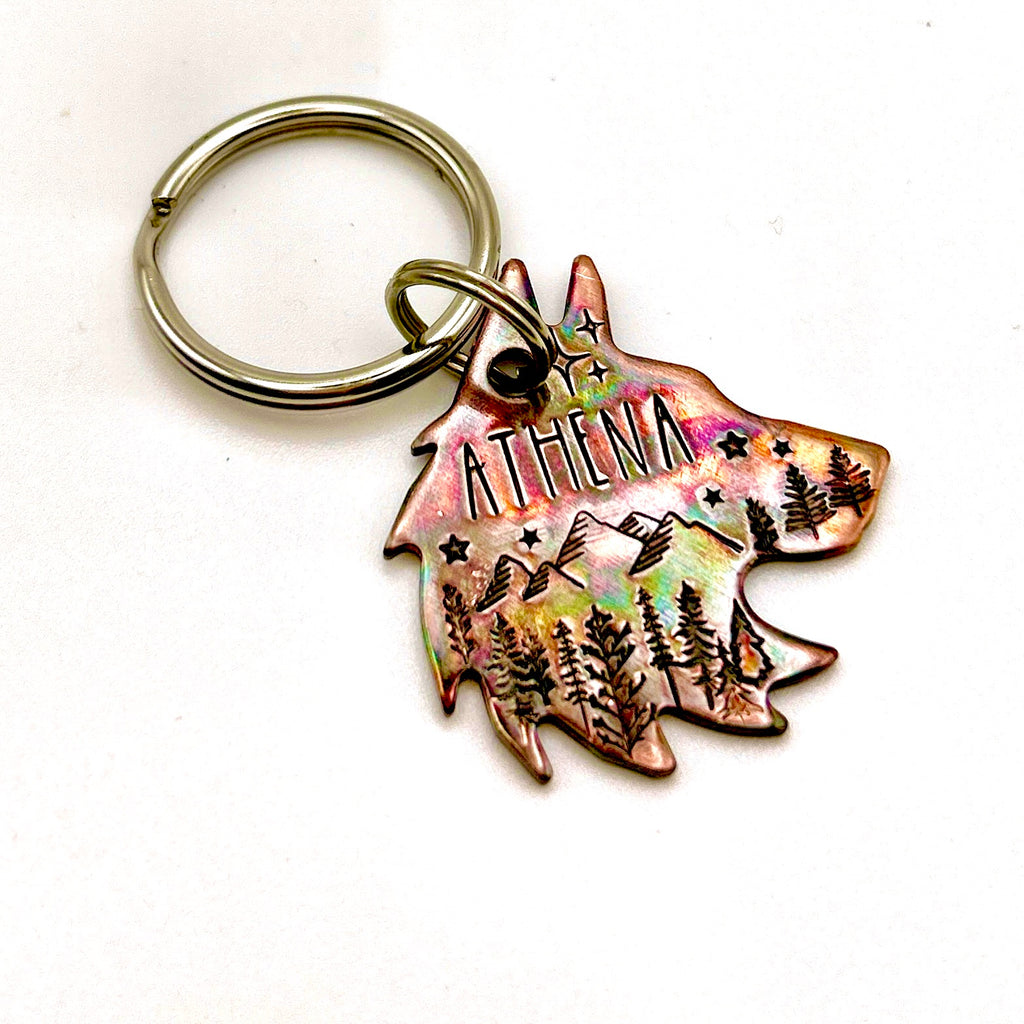 Médaille de Chien en Forme de Loup, Médaille Gravée en Cuivre