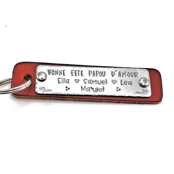 Grandfather's Day Gift, Personalized Keychain for Grandpa with Names