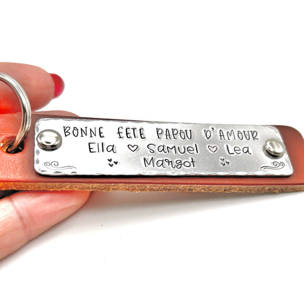 Grandfather's Day Gift, Personalized Keychain for Grandpa with Names