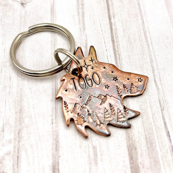 Médaille de Chien en Forme de Loup, Médaille Gravée en Cuivre