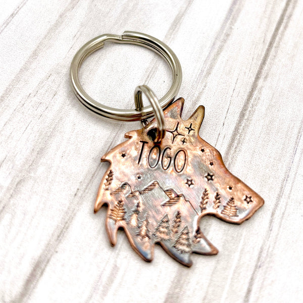 Médaille de Chien en Forme de Loup, Médaille Gravée en Cuivre