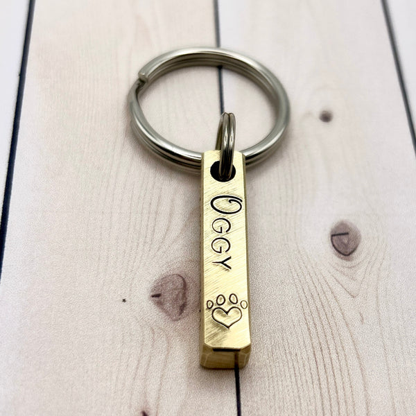 Brass Dog Tag, 4-Sided Bar, Customizable