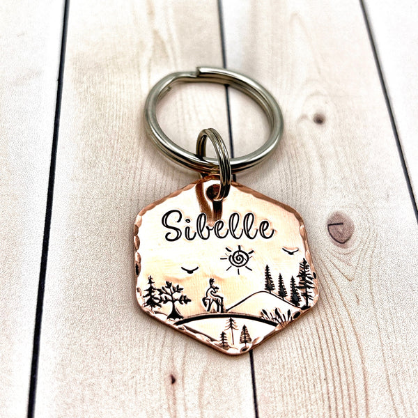 Copper Dog Tag, Personalized Hexagonal Tag