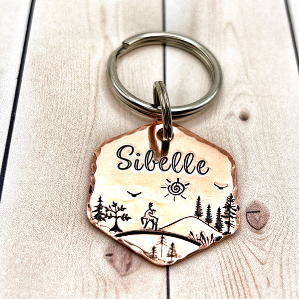Copper Dog Tag, Personalized Hexagonal Tag