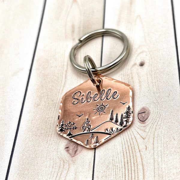 Copper Dog Tag, Personalized Hexagonal Tag