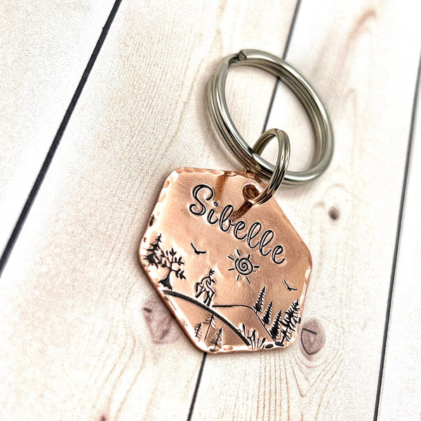 Copper Dog Tag, Personalized Hexagonal Tag