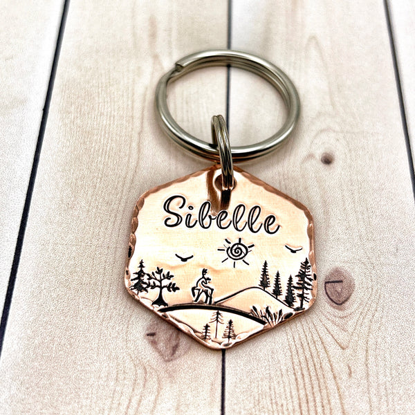 Copper Dog Tag, Personalized Hexagonal Tag