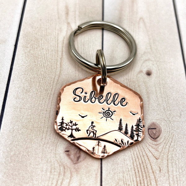 Copper Dog Tag, Personalized Hexagonal Tag