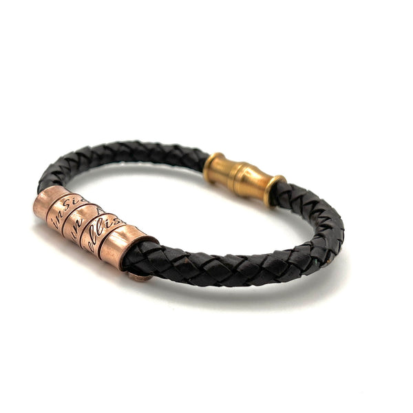 7th Wedding Anniversary - Men's Leather Bracelet - Personalized Bracelet - Father's Day Gift