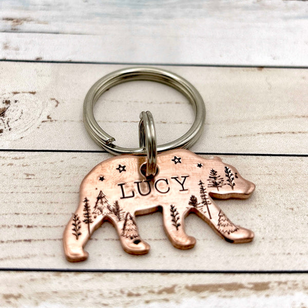 Bear Dog Tag, Copper Dog Tag