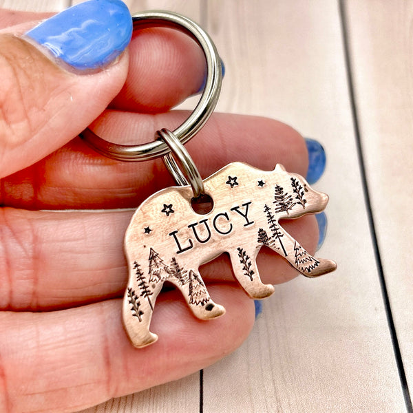 Bear Dog Tag, Copper Dog Tag