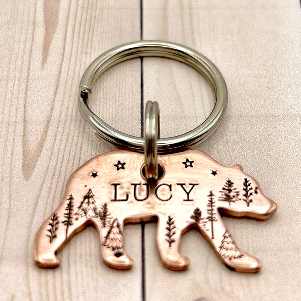 Bear Dog Tag, Copper Dog Tag
