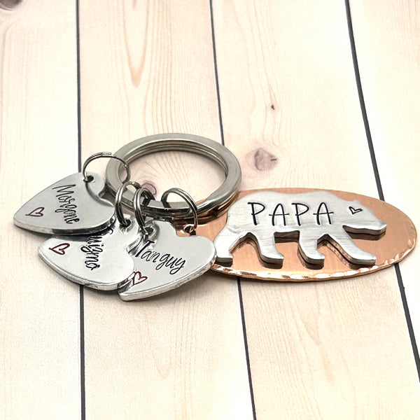 Papa Bear, Father's Day Gift Idea - Personalized Dad Keychain