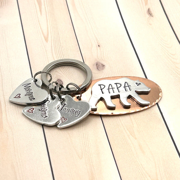 Papa Bear, Father's Day Gift Idea - Personalized Dad Keychain