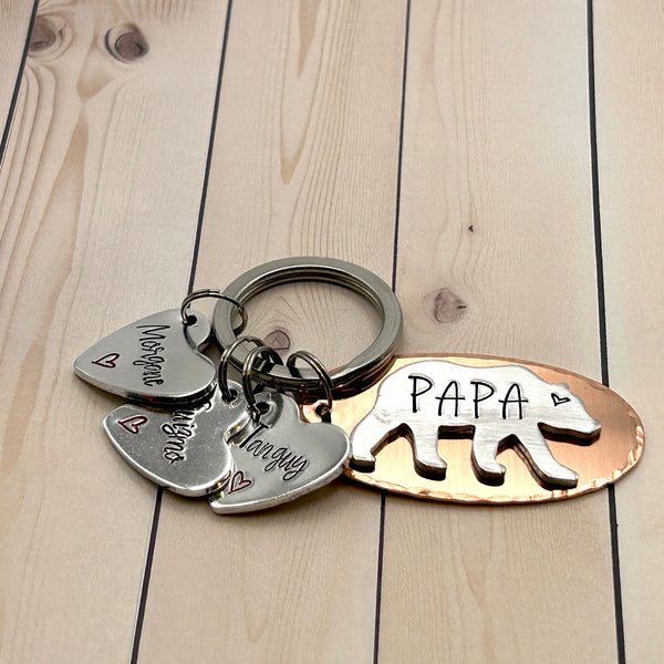 Papa Bear, Father's Day Gift Idea - Personalized Dad Keychain