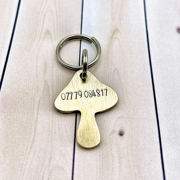 Personalized Dog Tag - Brass Dog Tag - Mushroom - Pet ID Tag