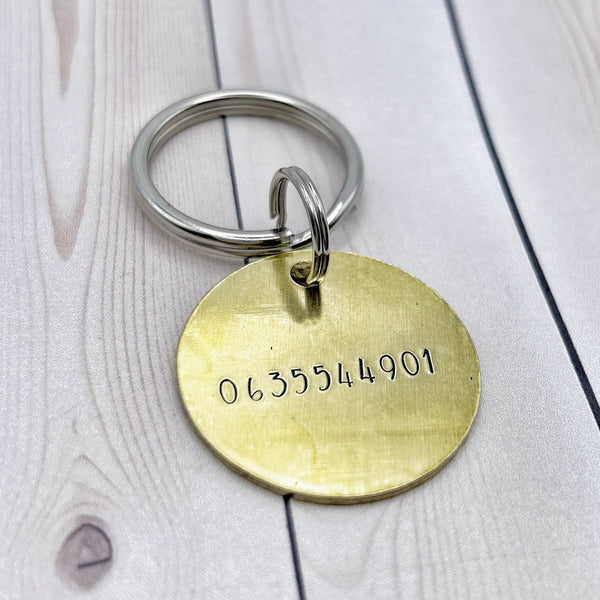 Personalized Brass Dog Tag with Mountains and Trees