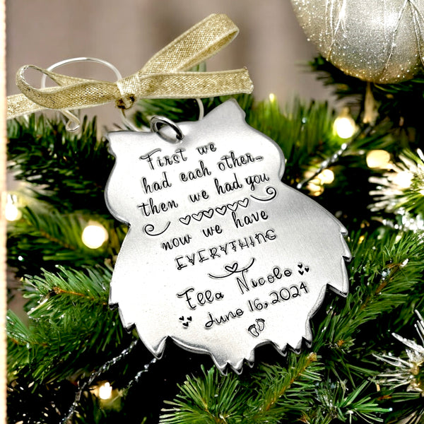 Custom Baby Ornament, Baby's First Christmas, Owl Decoration