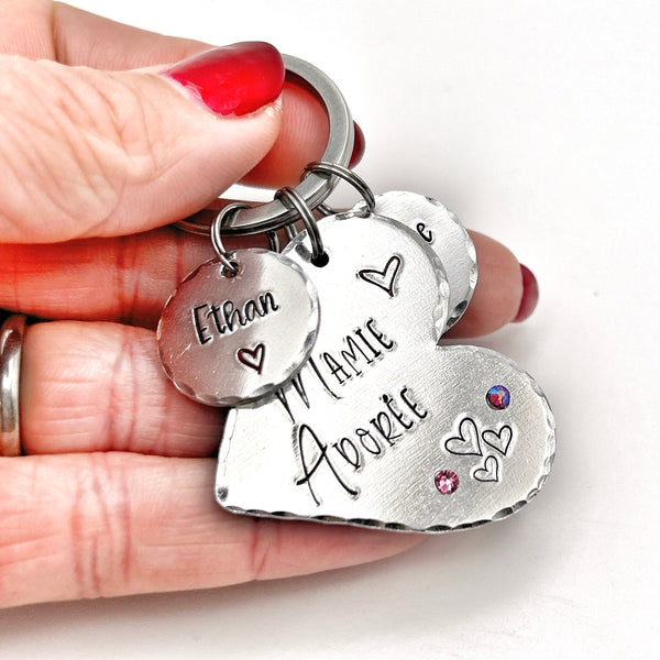 Keychain with Names, Gift for Grandmother, Gift Idea for Grandma