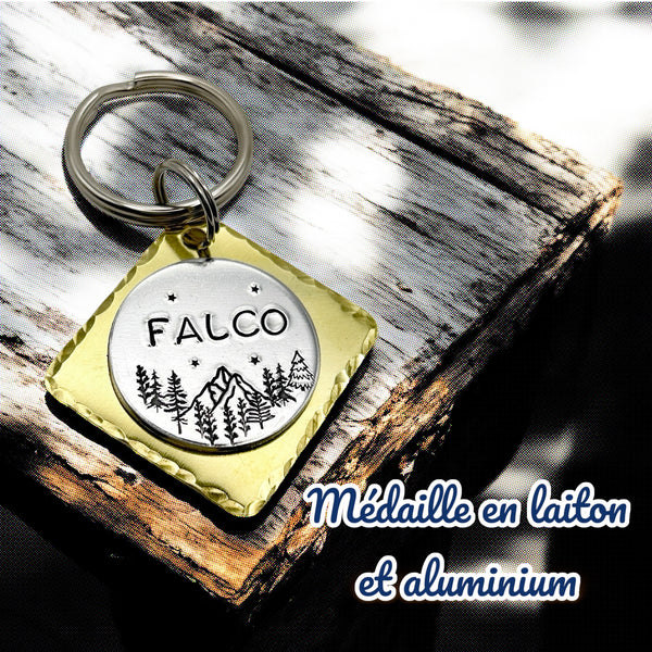 Dog ID Medallion, Dog Tag in Brass and Aluminum