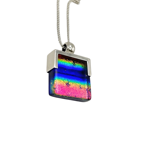 Dazzling multi-colored dichroic glass pendant