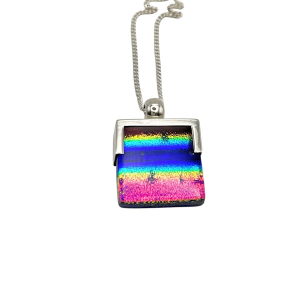 Dazzling multi-colored dichroic glass pendant