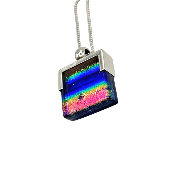 Dazzling multi-colored dichroic glass pendant