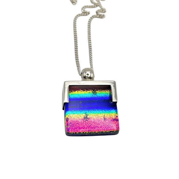 Dazzling multi-colored dichroic glass pendant