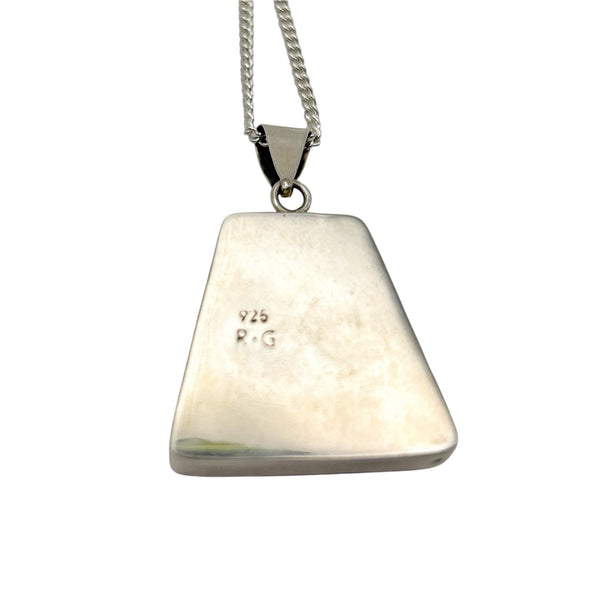 Beautiful orange and purple dichroic glass pendant