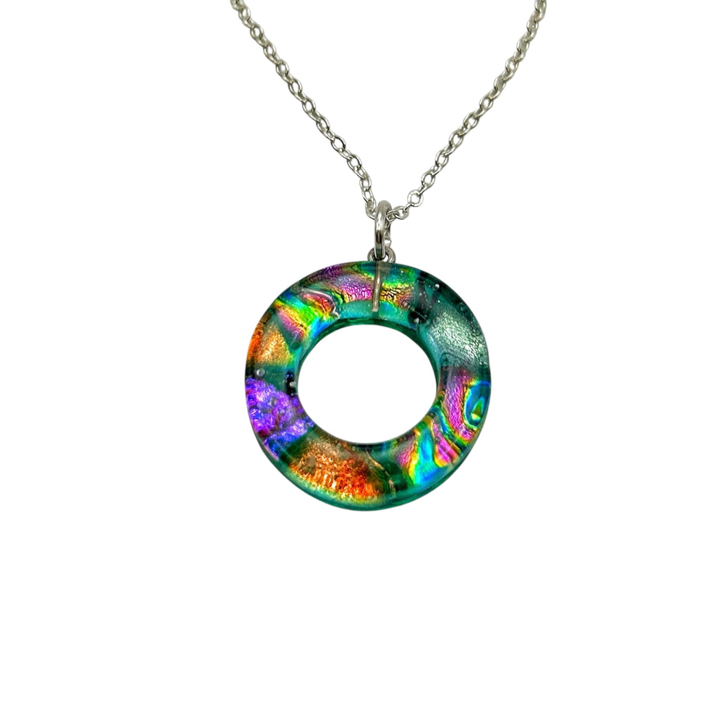 Green dichroic glass washer pendant