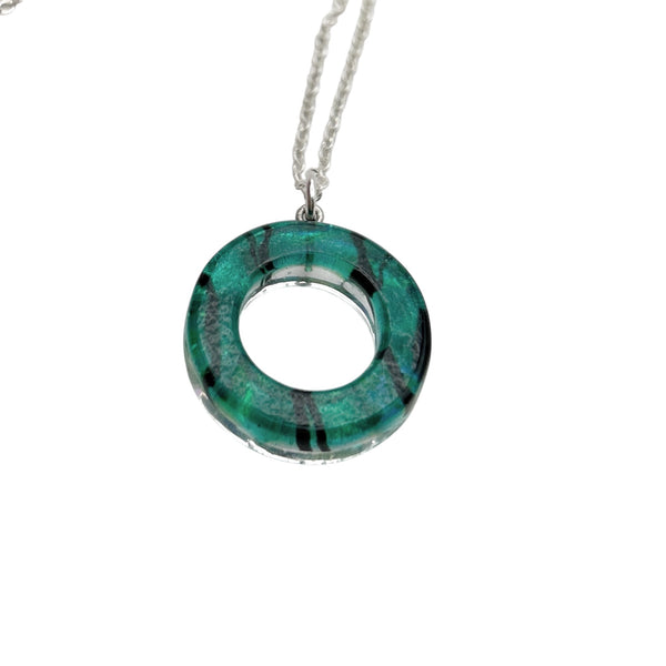 Green dichroic glass washer pendant