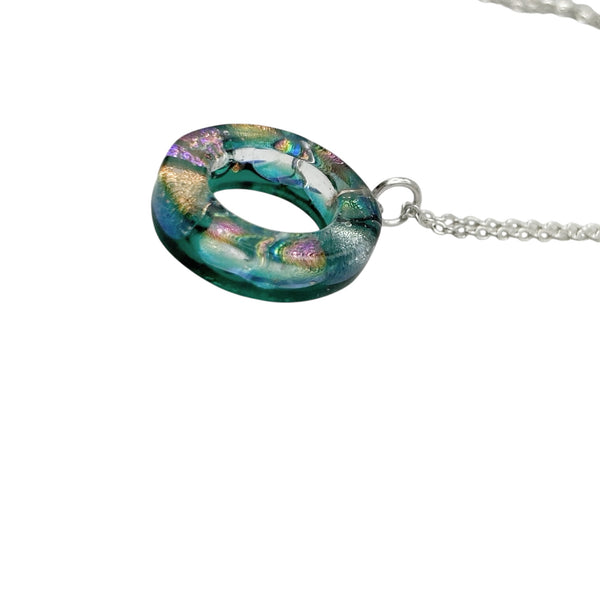 Green dichroic glass washer pendant