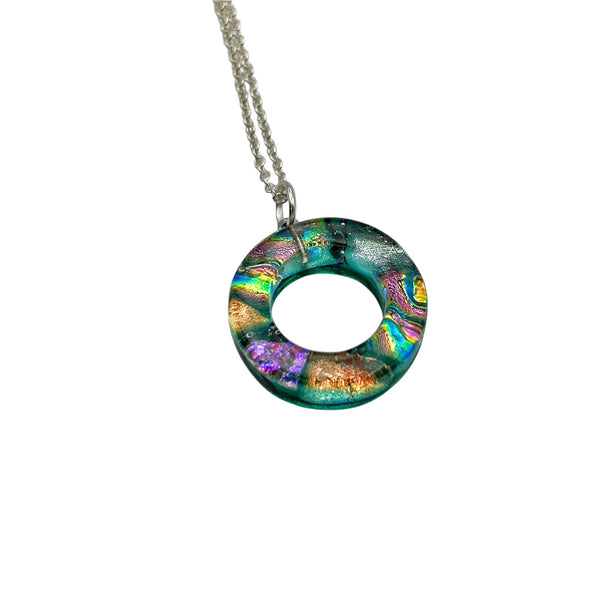 Green dichroic glass washer pendant