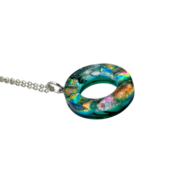 Green dichroic glass washer pendant