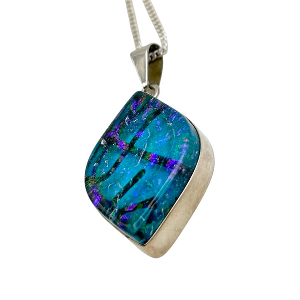 Beautiful blue and purple dichroic glass pendant