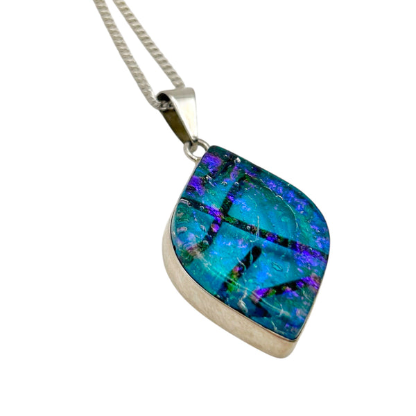 Beautiful blue and purple dichroic glass pendant