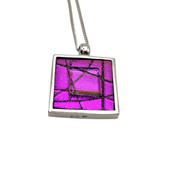 Beautiful pink dichroic glass pendant