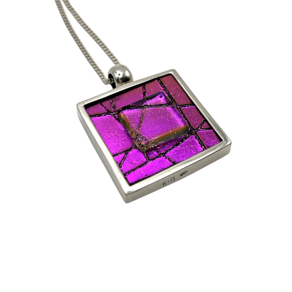 Beautiful pink dichroic glass pendant