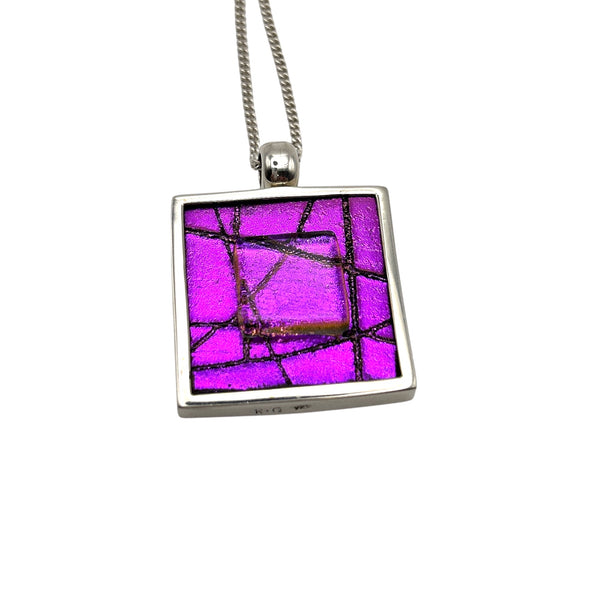 Beautiful pink dichroic glass pendant