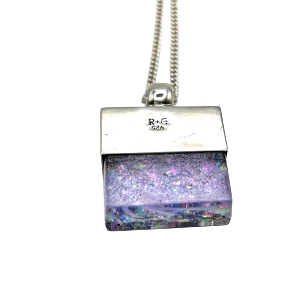 Beautiful pale pink dichroic glass pendant