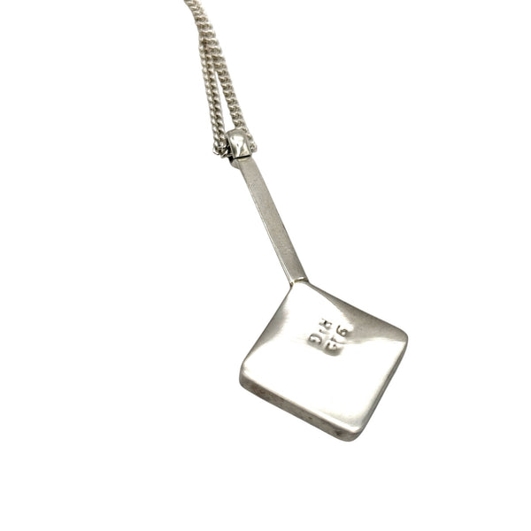 Metallic blue and silver dichroic glass pendant