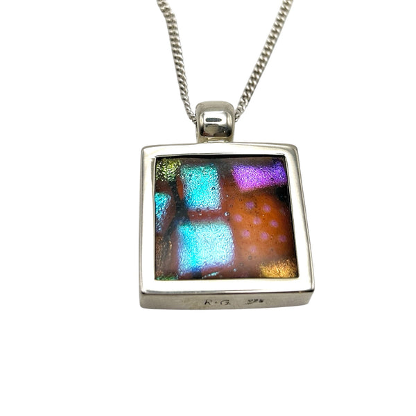Beautiful multi-colored dichroic glass pendant