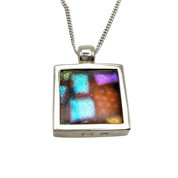 Beautiful multi-colored dichroic glass pendant