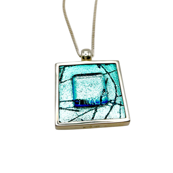 Striking turquoise dichroic glass pendant