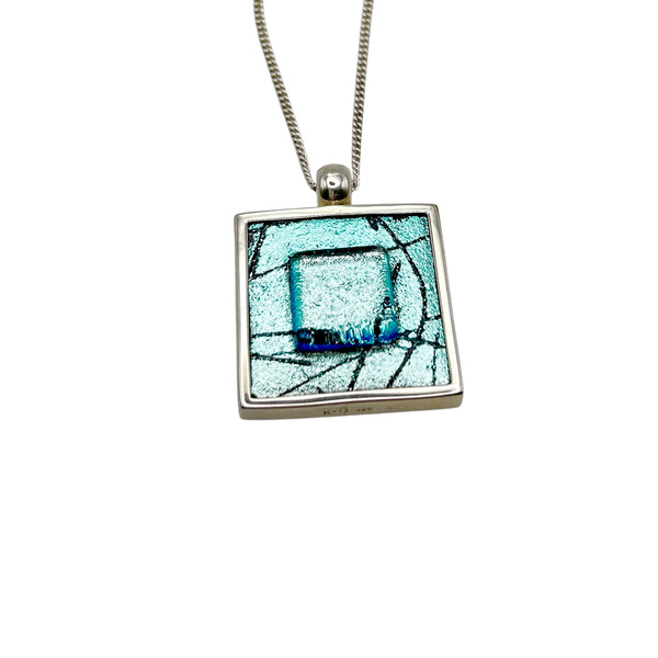Striking turquoise dichroic glass pendant