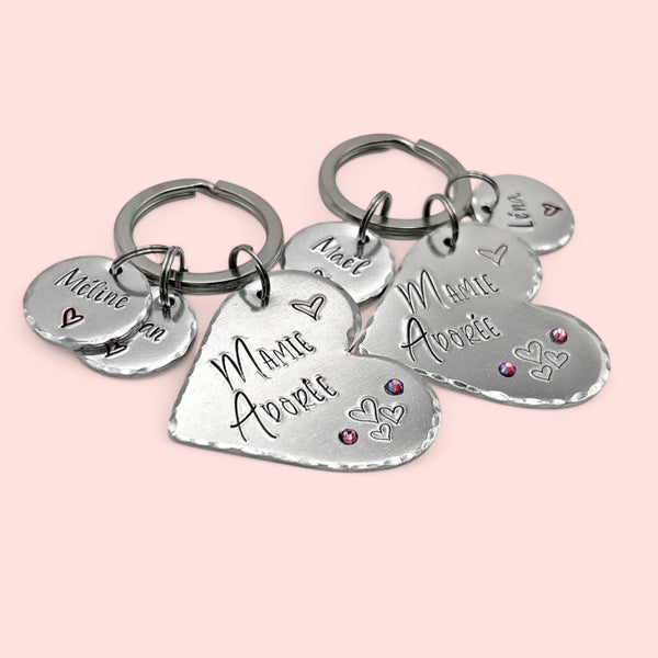 Keychain with Names, Gift for Grandmother, Gift Idea for Grandma