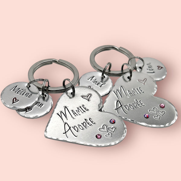 Keychain with Names, Gift for Grandmother, Gift Idea for Grandma