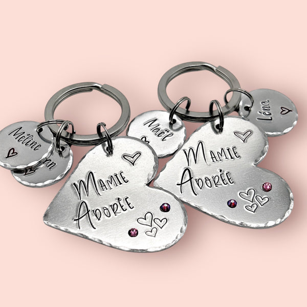 Keychain with Names, Gift for Grandmother, Gift Idea for Grandma