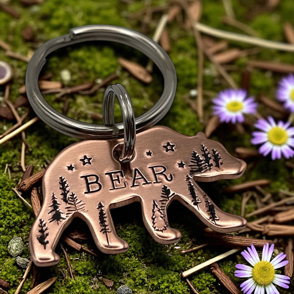 Bear Dog Tag, Copper Dog Tag